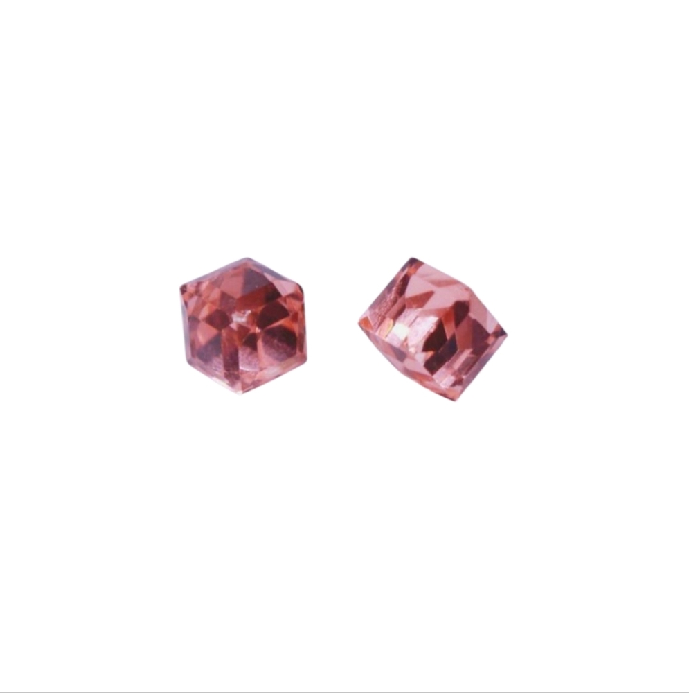 SMALL Pink clear‎ cube stud earrings hypoallergenic nickle and lead free